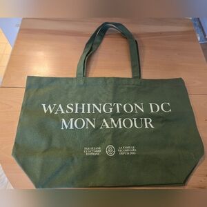 Green Tote Bag with Washington DC Print